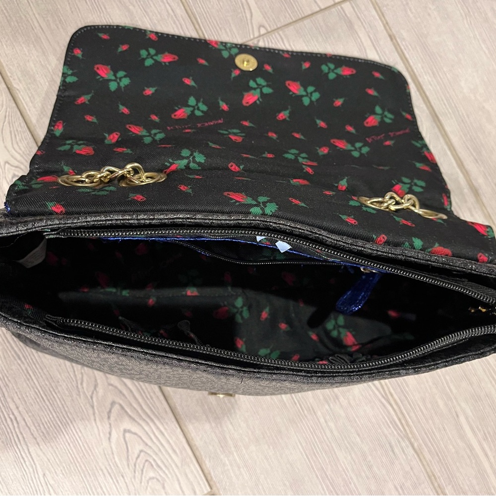 Betsey Johnson Black and Iridescent Blue/Purple Lightning Bolt Bowie Bag Rare - Picture 8 of 12